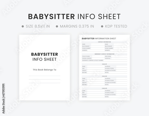 Babysitter Checklist Information Sheet Printable Template