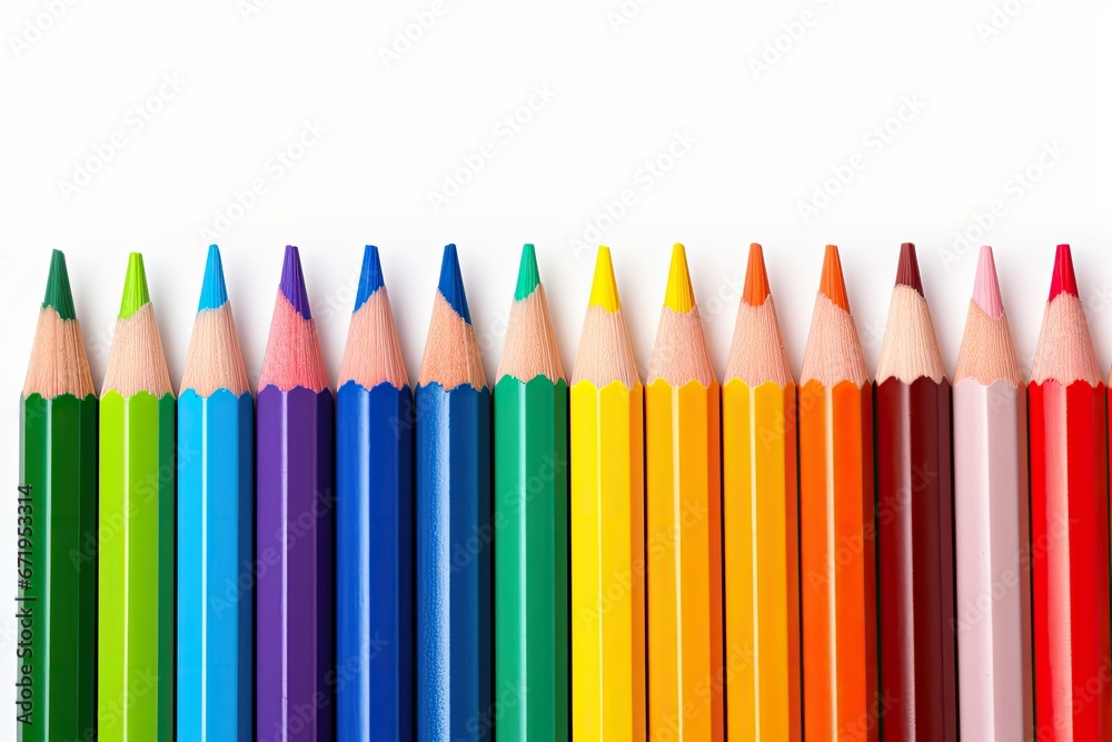 striped colorful pencils on white background striped colorful pencils on white background