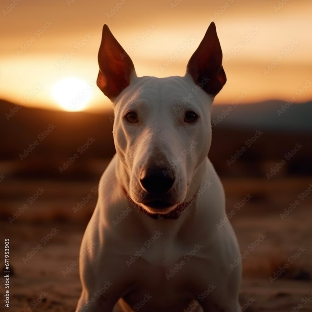 portrait of a white bull terrier