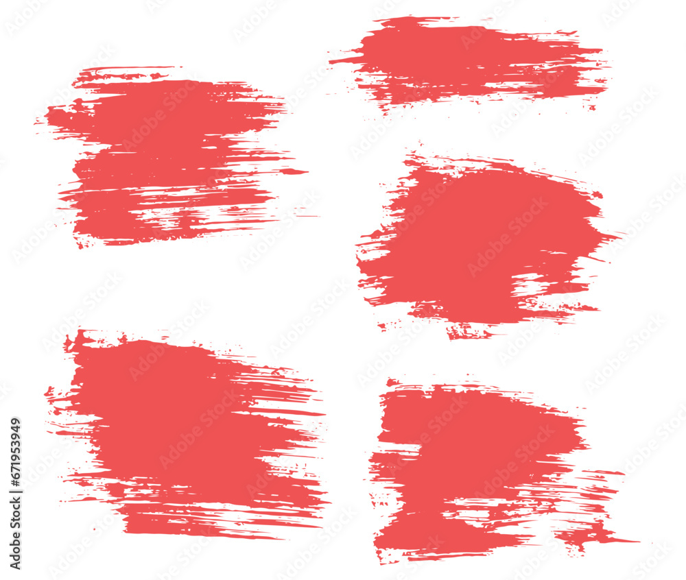 Red color ink brush stroke collection
