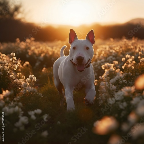 portrait of a white bull terrier