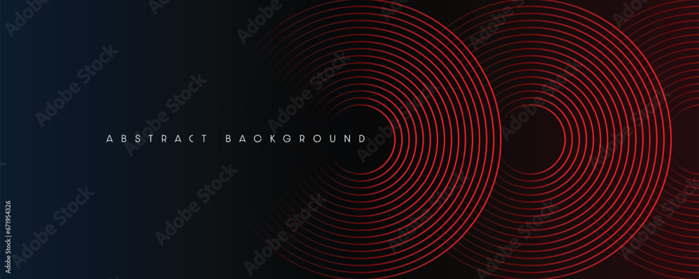 Glowing red abstract geometric curves on dark gradient background. Modern banner template design with space for your text.Vector, Illustrator, EPS.