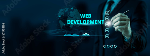 Web Developing. Programming and Coding with Cutting-Edge Internet Technology Business Design photo