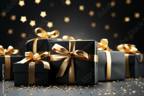 Gift boxes. Sale and Black Friday concept. Background with selective focus and copy space © top images
