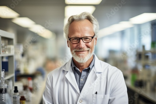 Male microbiologist. Portrait with selective focus and copy space
