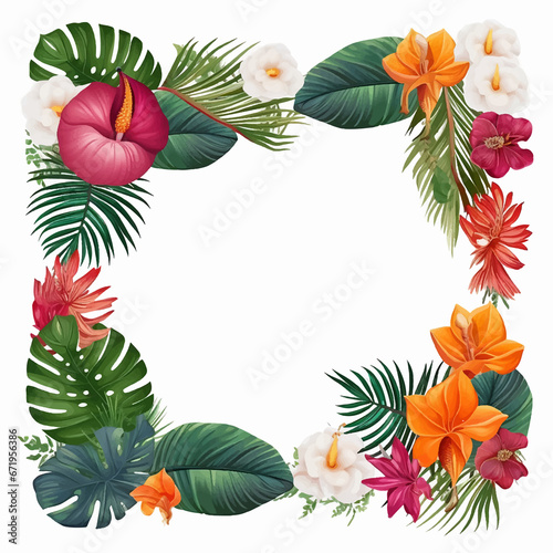 floral tropical flower exotic leaf frame botanical design plant background nature card jungle