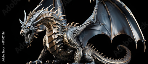 Metallic gray western dragon model 1 photo
