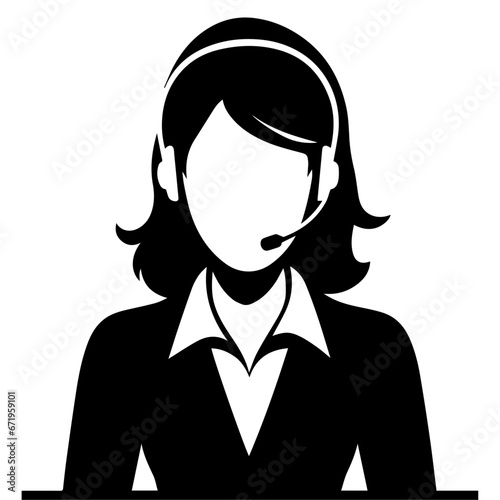 Call Center girl vector, call center woman vector silhouette illustration