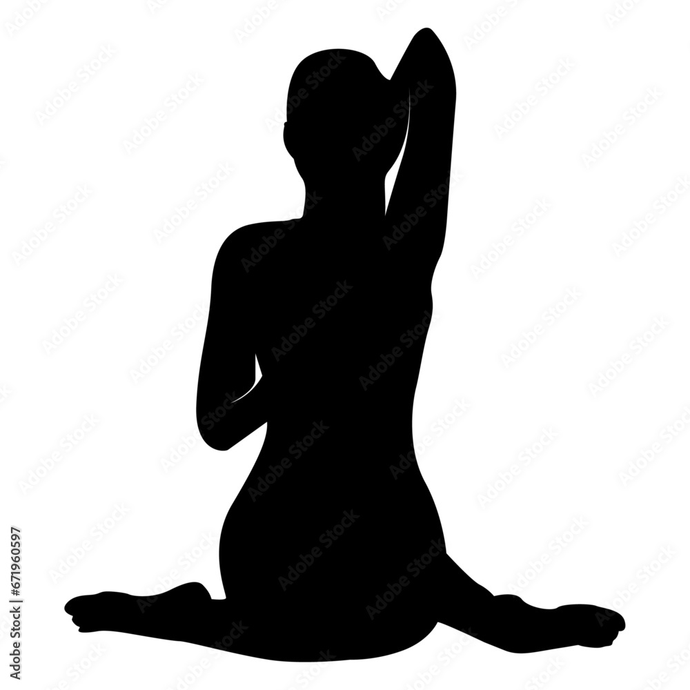 Woman Yoga vector silhouette Illustration black color, Yoga pose vector