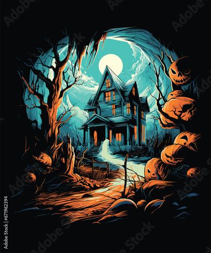 Halloween background with pumpkin, Halloween skull t-shirt design vector, Halloween pumpkin t-shirt design vector.