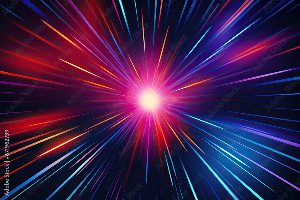 Colorful Rayburst: Abstract Dark Background with Vibrant Center