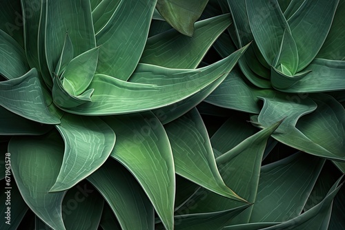 Fényképezés Agave Angles: Dark Green Tones and Textured Cactus Plant Image