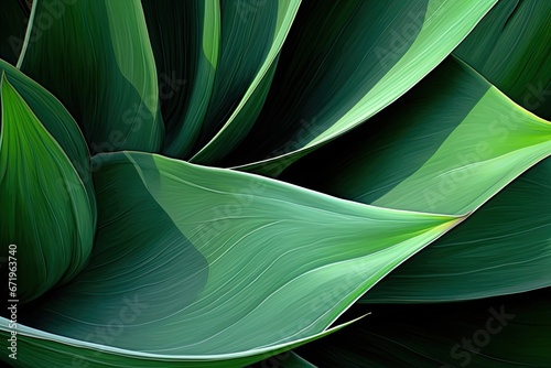 Agave Attenuata Cactus Plant  Delicate Dark Green Abstract with Fluid Lines Image
