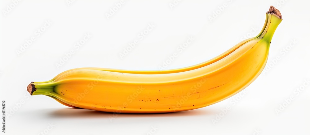 A white background with a banana shaped orange A white background with a banana shaped orange