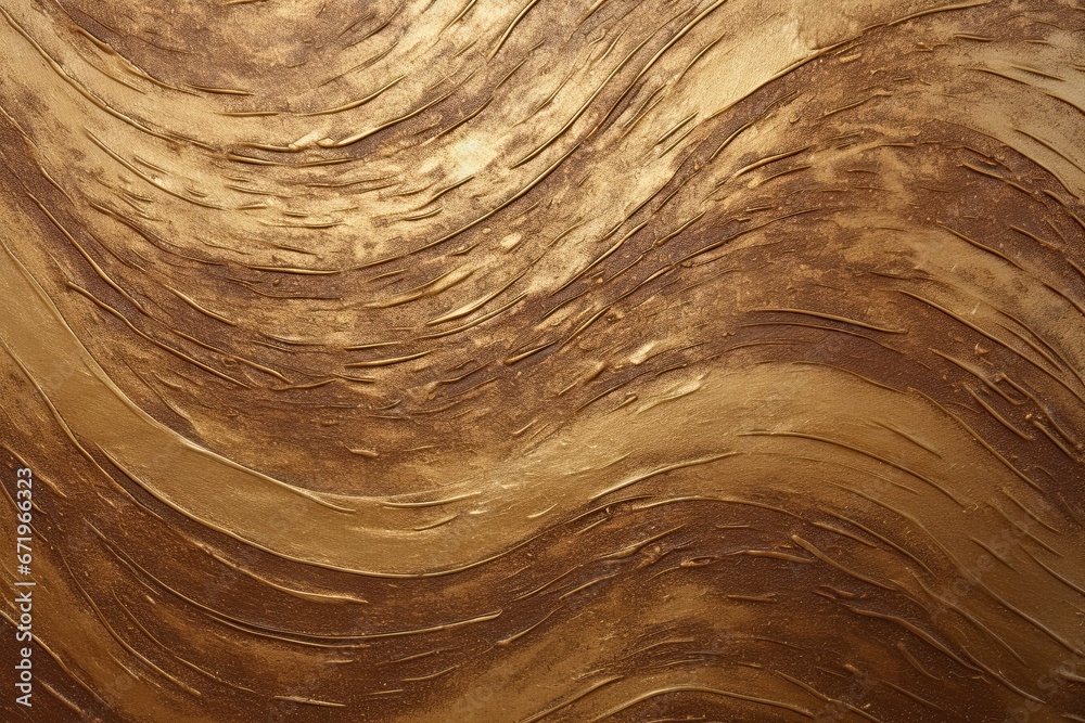 Bronze Brilliance: Gold Wave Abstract on Brown Canvas Bronze Brilliance: Gold Wave Abstract on Brown Canvas
