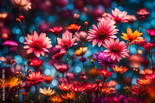 Background of Vibrant Blooms in Colorful Bokeh. A Swarm of Blooms © Stone Shoaib