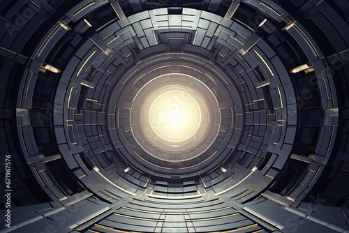 Concentric Construction  Abstract Futuristic Architecture Circular Background
