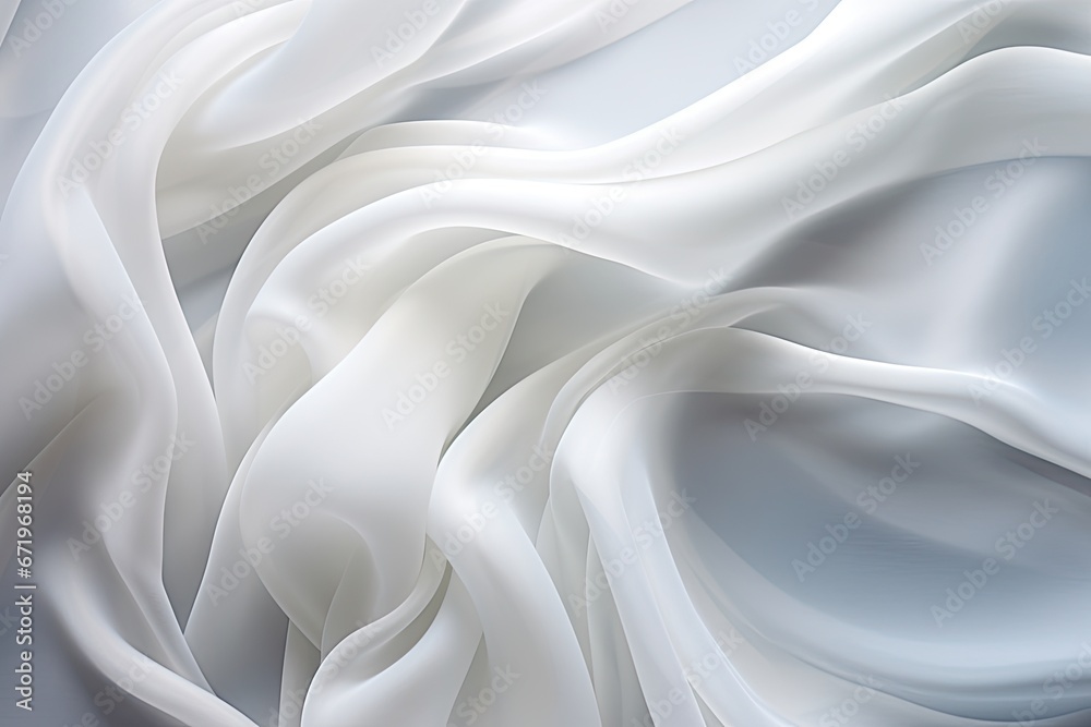 Fototapeta premium Crystal Caress: Abstract White Fabric with Silky Waves