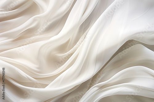 Crystal Current: Abstract White Satin Silky Cloth with Wavy Folds