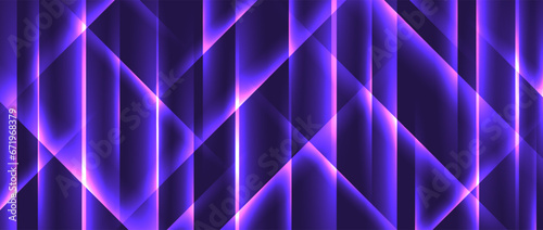 Purple glowing neon trails background. Abstract crystal facet shine wallpaper. Futuristic highlights and rays template for banner, invitation, presentation, poster, brochure, leaflet. Vector backdrop