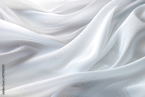 Crystal Drape: Abstract Soft Waves on White Cloth Background