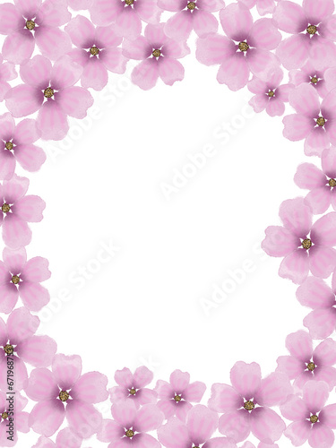 Pink watercolor flower frame border wreath