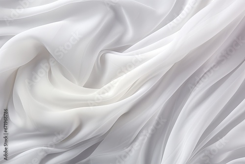 Crystal Whirl - Abstract Soft Waves: Futuristic White Fabric Background