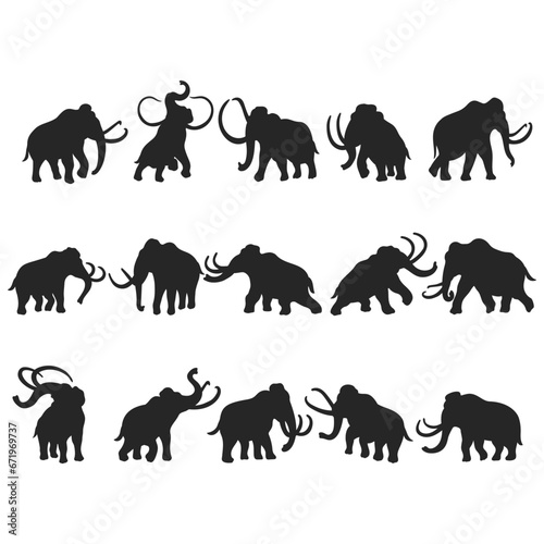 Mammoth silhouette illustration  Elephant animal vector
