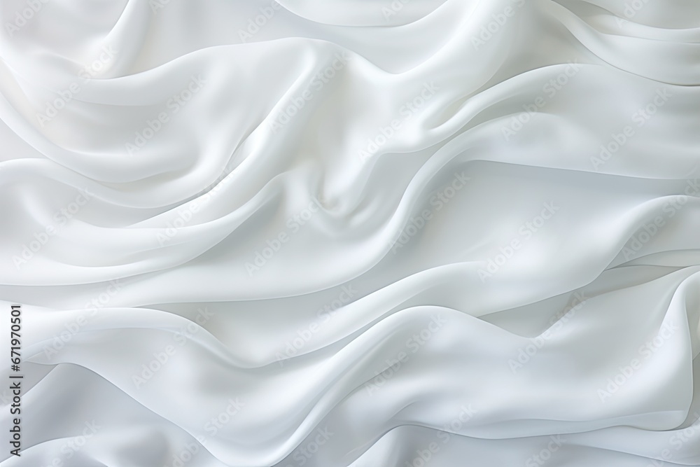 Glacial Swathe: Abstract Soft Waves of White Fabric for Future Background.