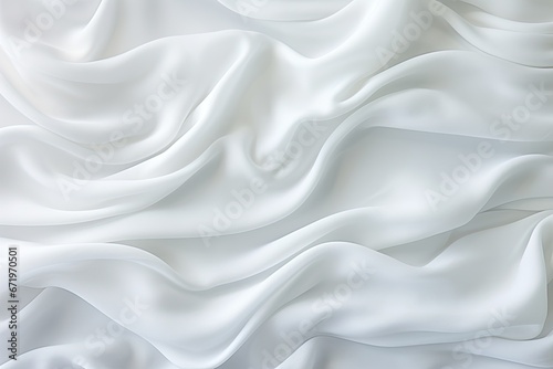 Glacial Swathe: Abstract Soft Waves of White Fabric for Future Background.