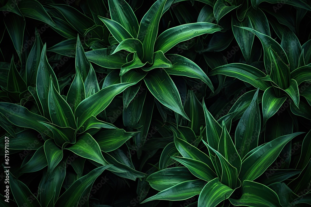 Fototapeta premium Jungle Mood: Detailed Texture of Dark Green Agave Attenuata Cactus Plant