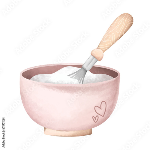 Watercolor Flour on the Bowl