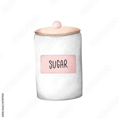Watercolor Sugar Jar