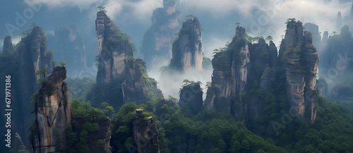 Zhangjiajie Scenic Area mountain ranges towering rocks aerial photography perspective 6
