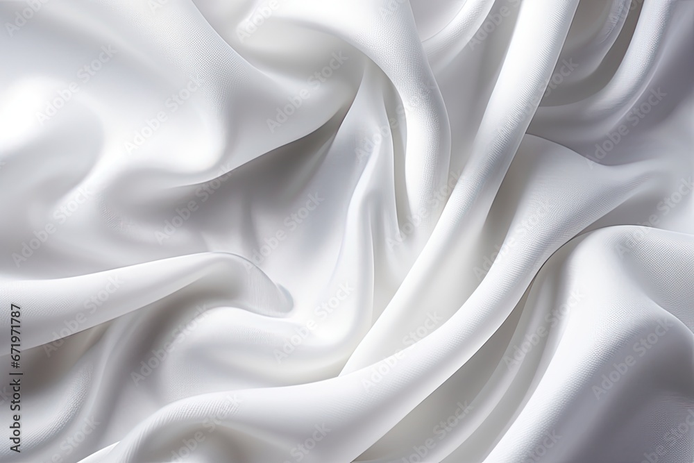 Lunar Waves: Abstract Background with Smooth White Fabric Texture Surface