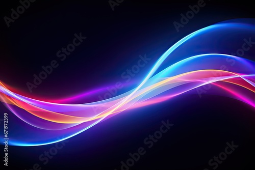 Neon Rainbow: Beautiful Light Effects on Dark Blue Background