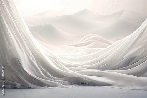 Panoramic Silk Landscape: White Gray Satin with Natural Soft Blur