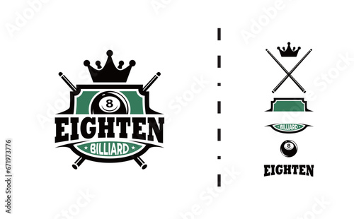 illustration vector graphic of logo billiard template concept king crown, easy editable object, suitable of billiard shop etc