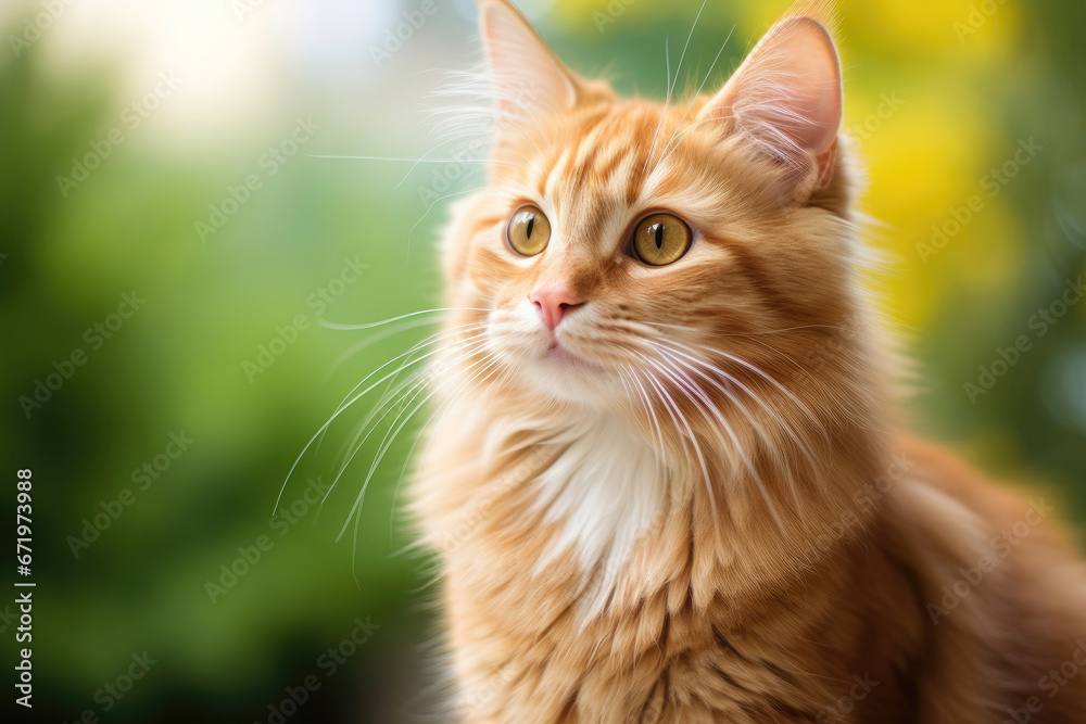 Portrait of a beautiful cute orange cat