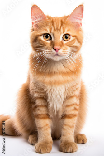 Portrait of a beautiful cute orange cat isolated on white background © Veniamin Kraskov