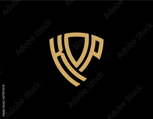 KOP creative letter shield logo design vector icon illustration