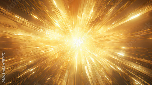 Abstract golden background. fractal explosion star with gloss and lines. illustration beautiful.