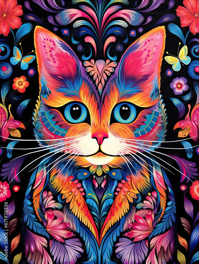 Psychedelic Cat Art: Feline in Wonderland - Mind-Altering Meows Psychedelic Cat Art: Feline in Wonderland - Mind-Altering Meows