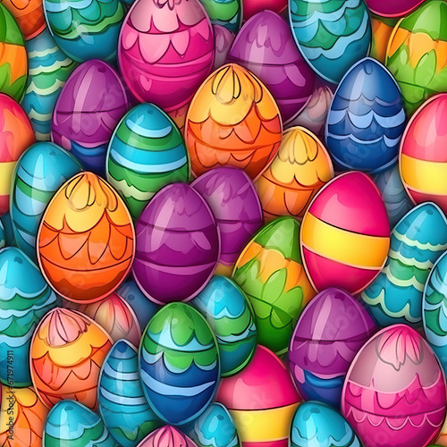 Colorful painted easter eggs seamless pattern texture generative ai illustration