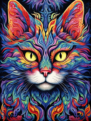 Trippy Dimensions: Psychedelic Cat Art Taking Shape!