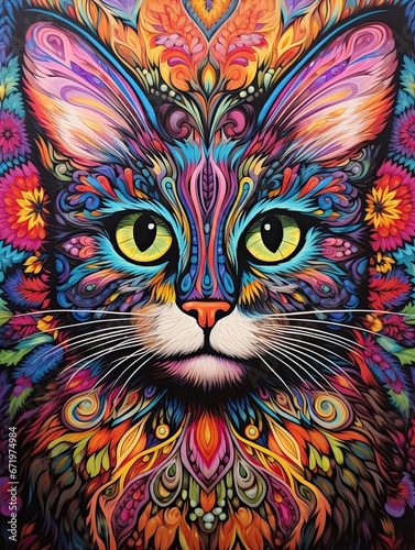 Psychedelic Feline Wonderland: Captivating Cat Art Beyond Imagination