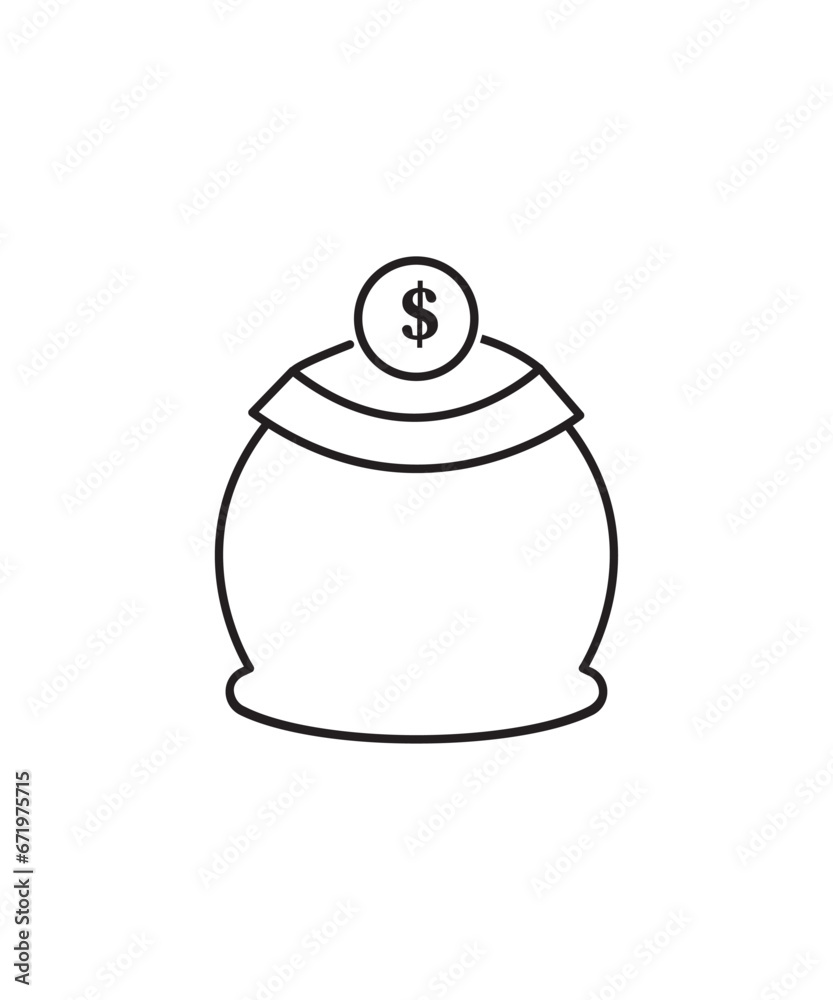 money bag icon, vector best line icon. money bag icon, vector best line icon.