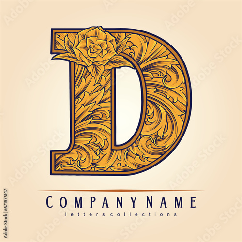 Elegant letter D Initial Monogram Logo vector illustrations for your work logo, merchandise t-shirt, stickers and label designs, poster, greeting cards advertising business company or brands.