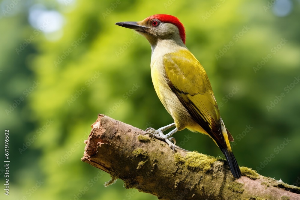 Red-bellied Woodpecker Picus rufescens, Male Green Woodpecker Picus erythrorhynchus perched on a tree, AI Generated Red-bellied Woodpecker Picus rufescens, Male Green Woodpecker Picus erythrorhynchus perched on a tree, AI Generated