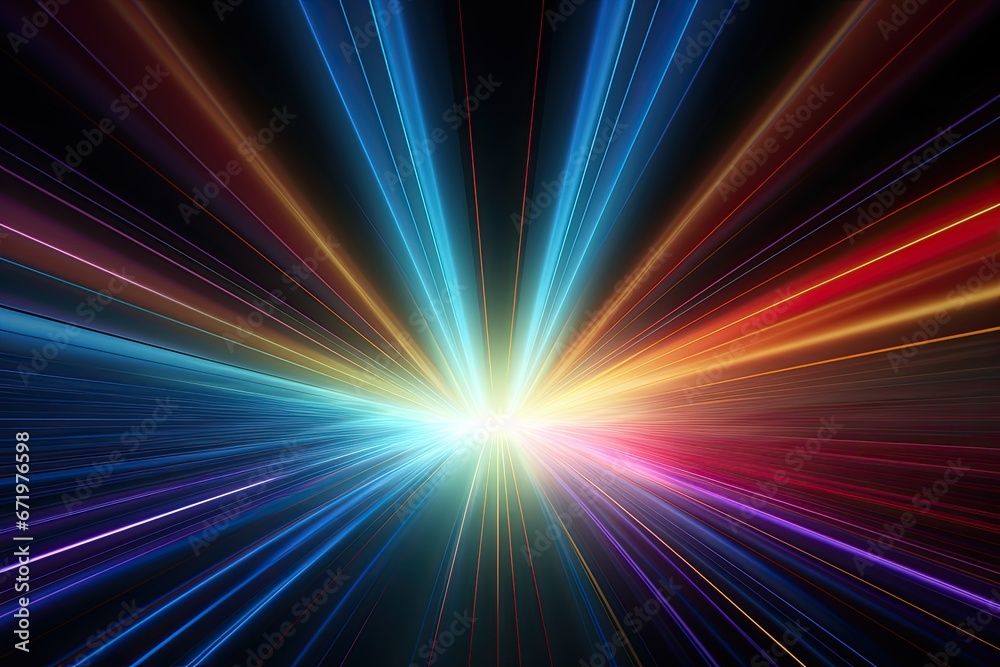 Radiant Rays: Vibrant Colors Dance on a Dark Background Radiant Rays: Vibrant Colors Dance on a Dark Background